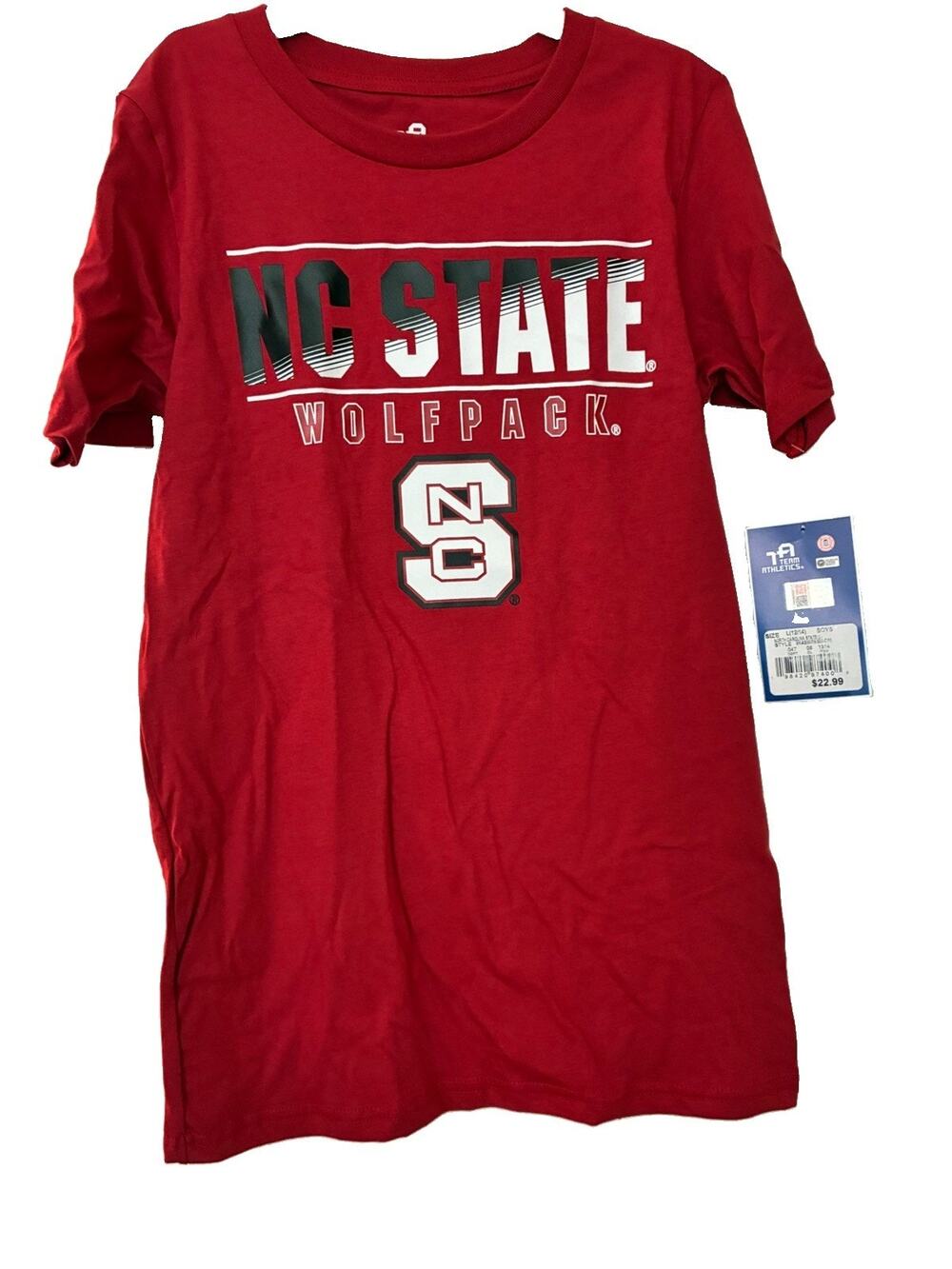 NWT NC State Wolfpack Boys T Shirt Size L 12/14 Red Team Athletics NCAA Graphic